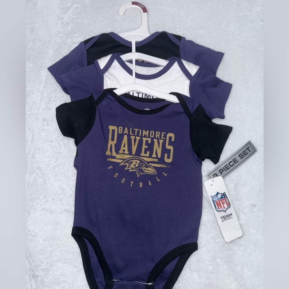 NFL Baltimore Ravens Purple and Black Baby Bodysuit Set